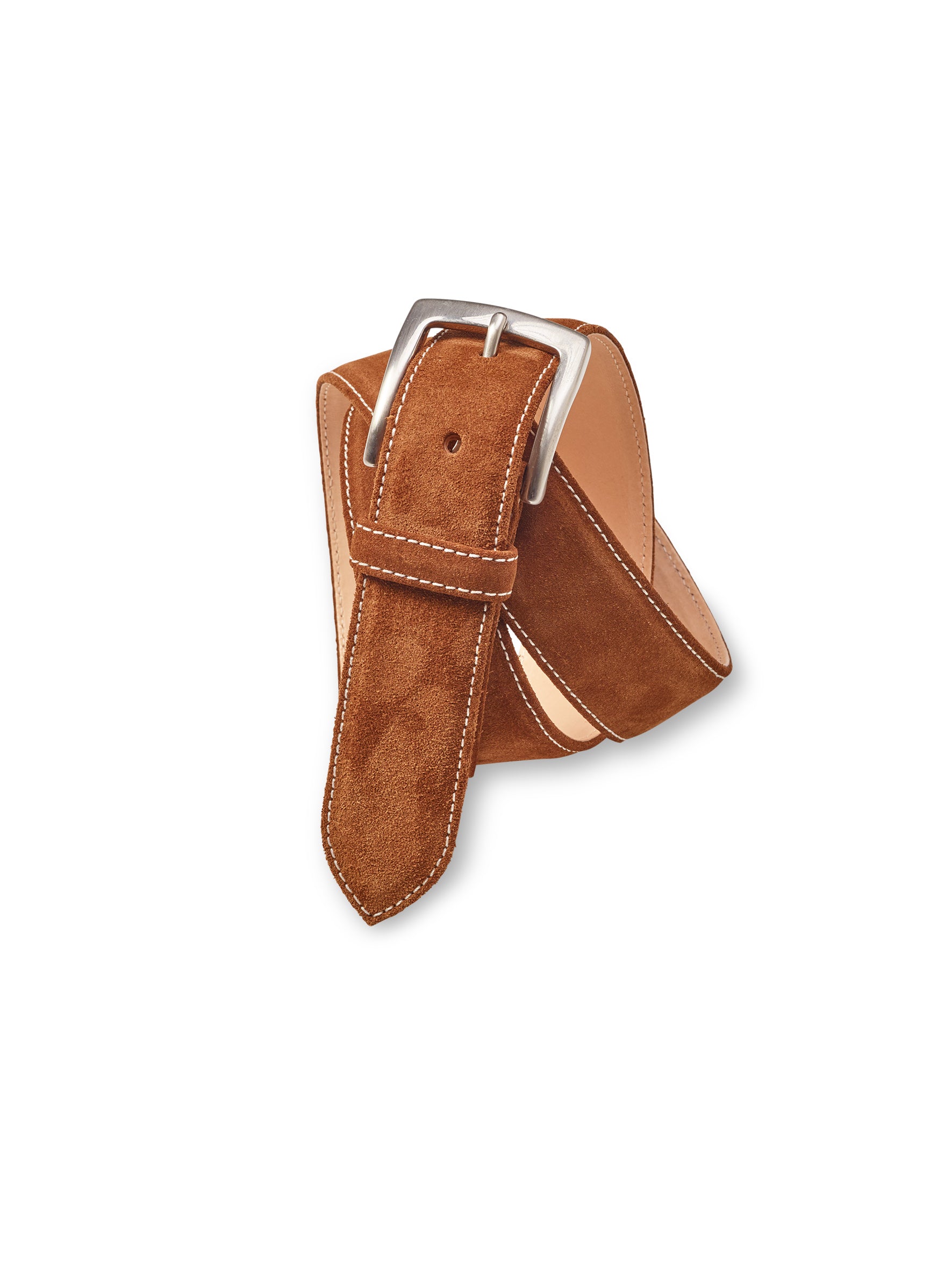 Cognac-colored velour belt